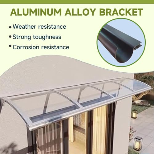 Auvent polycarbonate durable 110x300cm avec nings métalliques