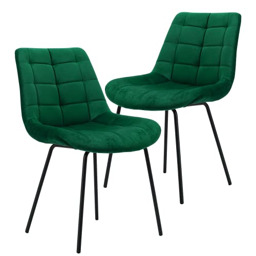 Nicbex Velvet Dining Chairs, Upholstered Reception Chairs, Tufted Accent Chair With Metal Legs For Home Kitchen, Living Room, Set Of 2, Green #TOP29