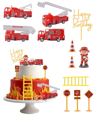 Fonyiunce Decoration Gateau Anniversaire, Décoration Gateau Pompier, Pompier Figurine, Decoration Anniversaire, Accessoires de Décoration de Gâteau de...