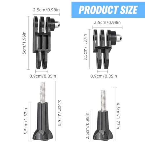 Image of ZIBUYU Adjustable Pivot Arm Adapter for GoPro, Straight Joint Mount Extension for Action Cameras, Gopro Helmet Mount for Flexible Multi-Angle Shooting and Secure Mounting on Helmets, Bikes