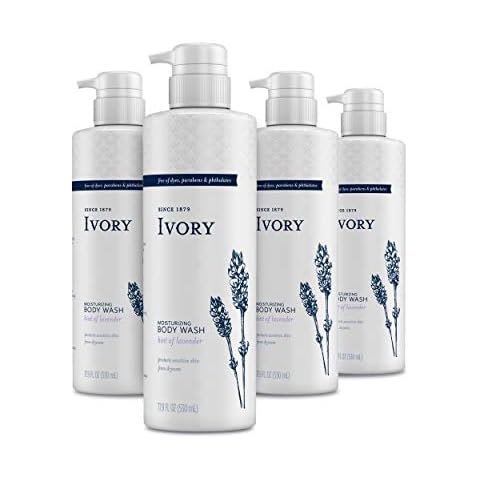 Ivory Sensitive Skin Moisturizing Body Wash, Hint of Lavender, 17.9 Fl Oz (Pack of 4) Cover