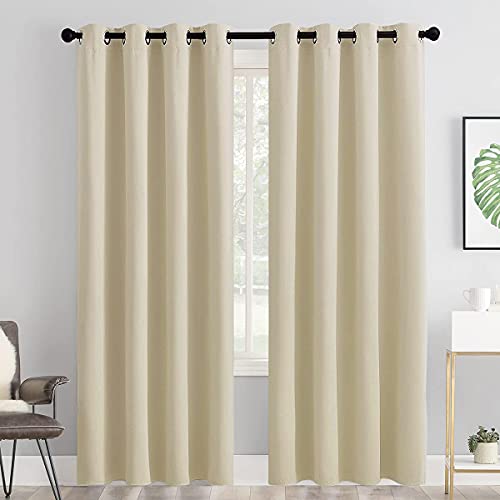 Image of 2 Panels Indoor /Outdoor Patio Waterproof Curtains- Thermal Insulated, Blackout Curtains Light Blocking Drapes for Porch, Pergola, Cabana, Bedroom, Living Room, 52 x 84 inch, Cream Beige