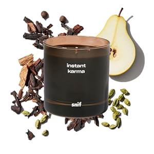 Instant Karma Luxury Scented Candle by Snif Dark and Dreamy Scent 50 Hours 100 Cotton Fiber Wicks Soy Wax Blend Non Toxic Vegan 85 oz