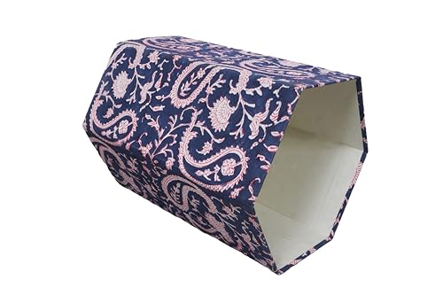 Image of Generic 3.3 Gallon Cotton Hand Block Printed Paper Waste Basket |Small Decorative Trash Can for Housewarming Gifts in Living Room, Bedroom, Bathroom | Eco-Friendly, Plastic-Free (1, BLUE PINK MUKAT)