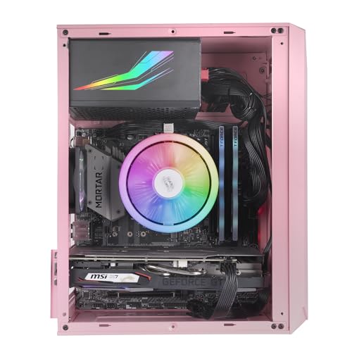 MC-S1 Rosa, Case PC Gaming Compatto Micro-ATX, Illuminazione ARGB 12 Modalità, Ventola FRGB, Finestra Laterale Completa - Case PC - Immagine 2