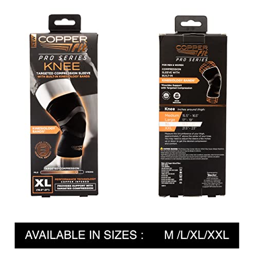 COPPER FIT PRO SERIES Compression Sleeve for Knee Support and Athletic Recovery, Brace – Running, Walking, Workouts - Meniscus, ACL, Knee Compression Support for Men and Women