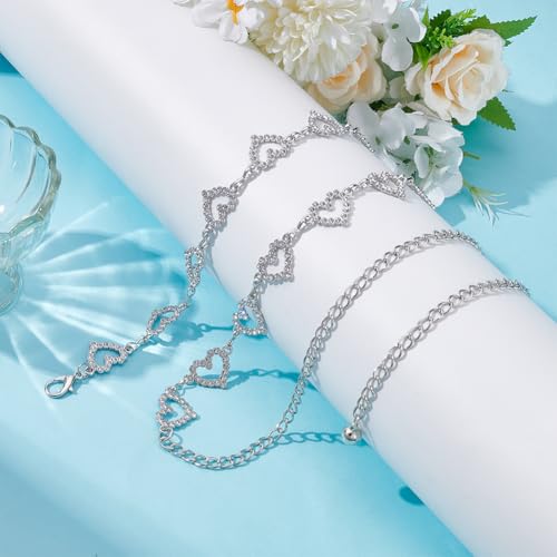 UNICRAFTALE Heart Chain Belt Metal Jean Chain Belt Crystal Rhinestone Heart Link Waist Chain Belts Platinum Adjustable Belly Chains for Jeans Dresses Wedding Dress Bridal Belt2