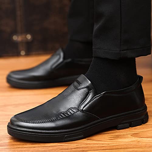 Mens Slip on Matte Leather Shoes Durable Thick Sole Dress Shoe Comfortable Business Formal Shoes Waterproof Daily Work Arch Support Walking Sneakers Cool Dating Leather Shoe3