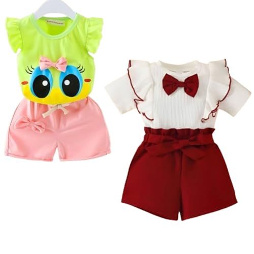 Image of 4YOU DRESSES Beautiful Cotton Blend Fabric Top and Shorts For Girls(Pack Of 2)