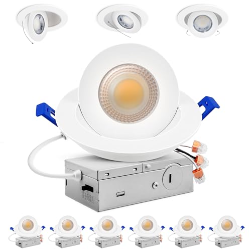 Adetu 4 inch 5CCT Gimbal Led Recessed Lights, 360°+90° Adjustable Directional Recessed Lighting,...