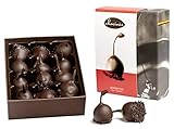 Chocolates de licor Duva Premium en chocolate oscuro, 12 cerezas en licor en chocolate fondant belga, Cerisettes 200g