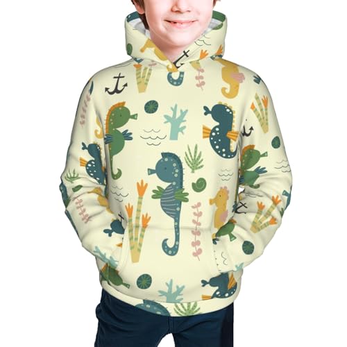 Seahorse Kid Hoodies Boys Sweatshirts Girls Pullover with Pocket3