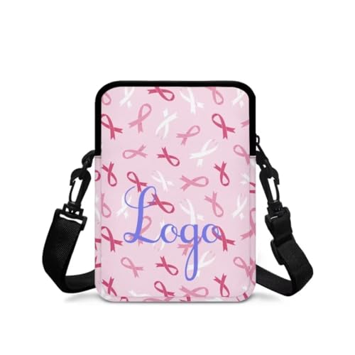 Image of Crossbody Bag for Women Sling Purse Pink Ribbon Cell Phone Holder with Straps