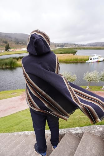 Alpaca Poncho Unisex – Handmade Andean Hooded Poncho | Traditional Alpaca Wool Blanket Cape for Men & Women, Warm & Soft4