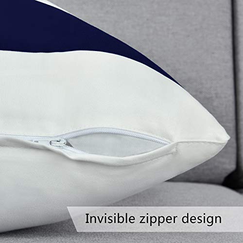 Yastouay 2 Pack Throw Pillow Covers, Navy Blue White Pillow Covers, Stripe Decorative Pillow Case, Farmhouse Striped Cushion Cover For Sofa Couch Chair Bed, 18 X 18 Inches #TOP4