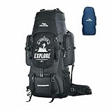 TRAWOC WAYFARER 80L Camping Hiking Trekking Bag Travel Rucksack for Men & Women with Rain Cover/Shoe Compartment BHK004 3 Year Warranty (Grey Black)