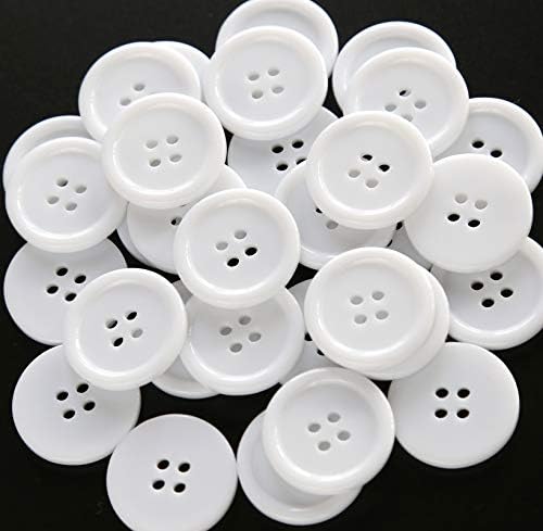 GANSSIA 7/8 Inch (22.5mm) White Button Resin Sewing Buttons for Garment and DIY Craft Scrapbooking Pack of 70 Pcs
