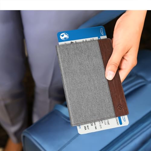 Image of FINTIE Passport Holder, Slim Travel Wallet RFID Blocking Card Case Cover Passport Cover Protector Essentials with Credit Card Slots for Women /Men | Slim