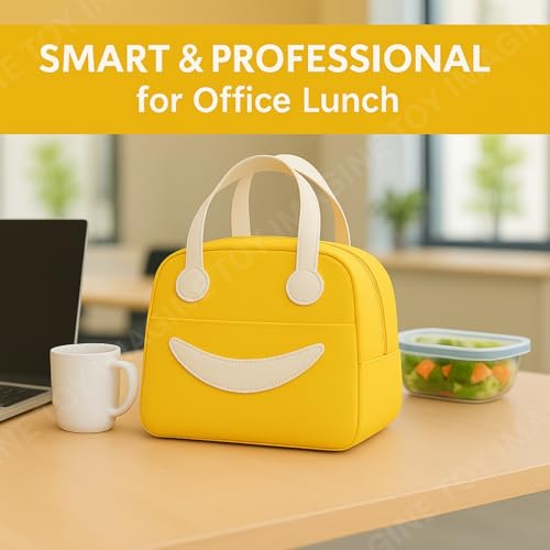 Image of Toy Imagine Smiley Insulated Lunch Bag for Kids & Office | Tiffin Bag for School Boys & Girls | Snack Tote Bag for Women | Compact & Portable Leak-Proof 6.5L (Assorted)