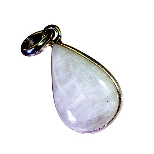 Pendentif en pierre de lune véritable argent fin collier poire élégant