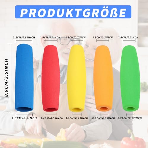 5 Stück EVA Schaumstoff Griffschläuche, 5 Farben Anti-Rutsch – Weiche Griffhilfe für Stifte, Besteck & Werkzeuge – Waschbare EVA-Schaum Rohre Universal Griffschutz