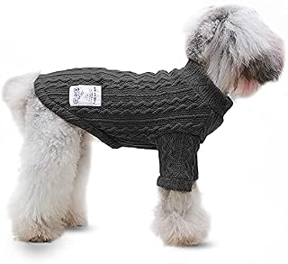 YAODHAOD Dog Sweater Winter Warm Pet Sweater Knitted Turtleneck Cold Weather Pet Coats Puppy Cat Sweatshirt Pullover Clothes for Small Medium Dogs (Large, Grey)