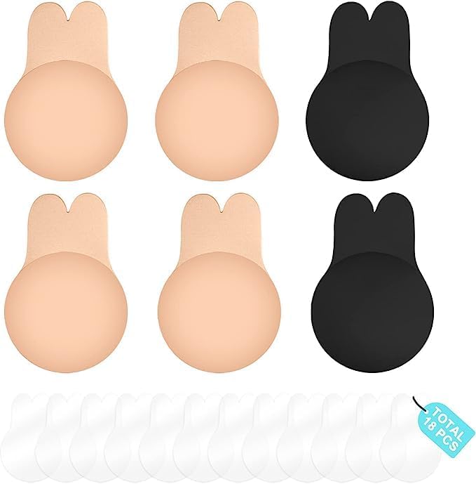 YOGINGO 3 pares de sujetadores adhesivos sin tirantes y espalda descubierta para mujer, sujetadores adhesivos invisibles para mujeres con busto