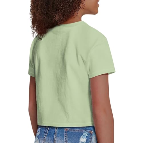 Image of Girls Fashion Crewneck Tee Shirts Casual Short Sleeve Crop Top Summer Outfits 5-14 Years Old