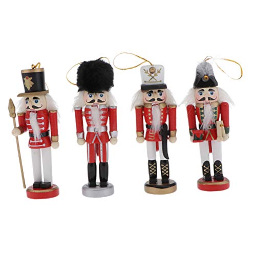 YIJU 4 Peças 12 Cm de Madeira Modelo de Contos de Fadas de Bonecos Quebra-nozes