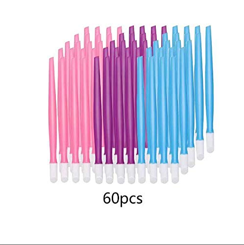 SHANGXING 60 Pieces Rubber Handle Nail Cuticle Pusher Tipped Nail Cleaner Colored Nail Art Tool
