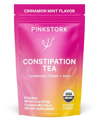 Pink Stork Organic Constipation Tea - Natural & Gentle Support for Digestion, Gas, and Constipation...