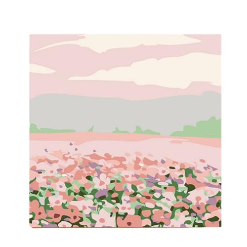 チューリップの風景 数字油絵 数字キットによる絵画 風景 フラワーズ 塗り絵 手塗り デジタル油絵 ホーム オフィス装飾 20*20cm (11)
