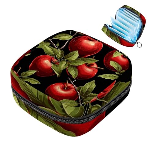 Sanitary Napkin Storage Bag, Red Fruit-816 First Period Kit Bag for Girls Women, Menstrual Cup Pouch Feminine Menstruation Tampon Bags Holde