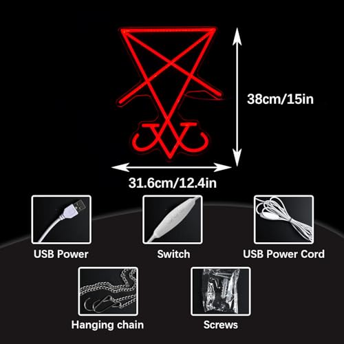 Image of Lucifer Neon Sign | Halloween Neon Mythological Decor Neon room decorative lights 15x12.4in(Red)