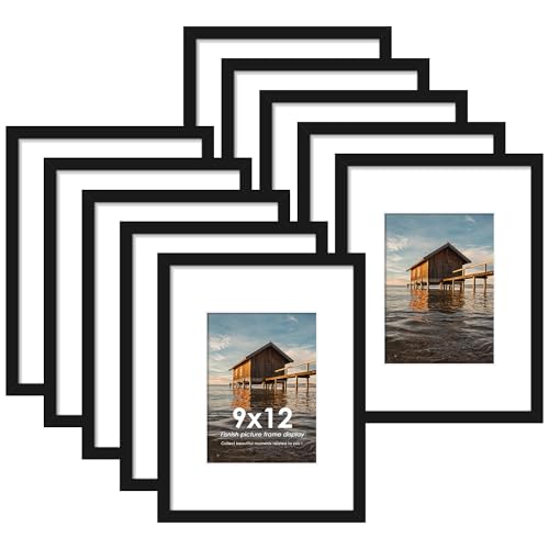 Fisnish 9x12 Picture Frame Sef of 10, Display Pictures 6x8