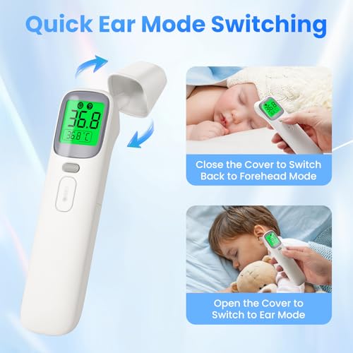 Thermometer Non-Contact Forehead And Ear Thermometer For Adults And Baby 3-In-1 Digital Infrared Thermometer 1S Measurement High Accuracy Fever Alarm 3-Color Indicator Lcd With Storage Bag Accessories - 4