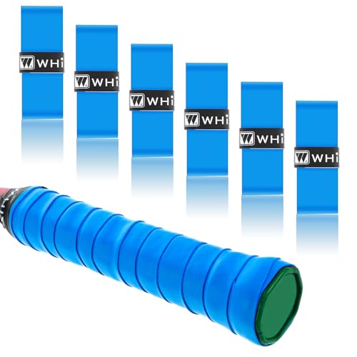 Apausvcm 6 Pack Tennis Racket Grip Tape, Precut Anti Slip Tennis Overgrip Grip Tape for Pickleball Racket Super Absorbent Dry Feel Highly Comfortable Racquet Grips for Pickleball Badminton(Blue)