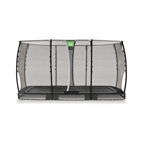EXIT Toys Allure Classic Rechteckig Bodentrampolin - 214x366cm - Mit Fußschutzsystem & Sicherheitsnetz - Wasserfest - Starkes Großtrampolin - Für alle Altersgruppen - Schwarz