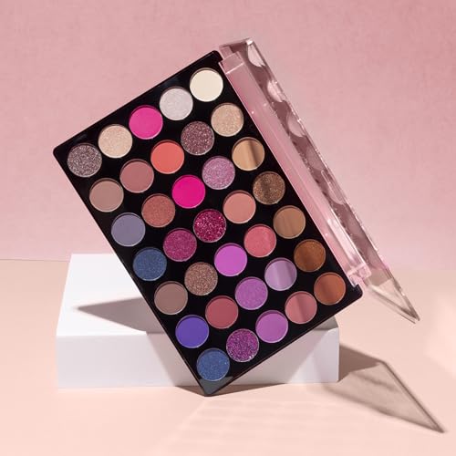 Profusion Cosmetics LoveStruck 35 Shades Eyeshadow Palette – Pigmented Matte, Shimmer & Glitter Finishes, Professional Makeup Kit for Smokey & Nude Looks, Travel-Friendly palette