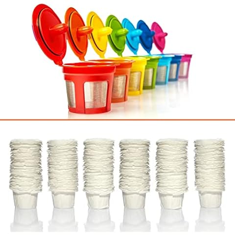 7 Reusable K Cups and 300 Disposable Paper Filters for Keurig Coffee Makers Cover