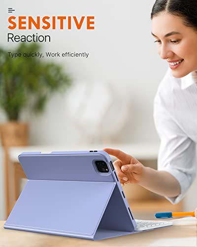 Moko Ipad Pro 11 Inch Case With Keyboard, Ipad Air 5Th/4Th Generation Case With Keyboard, Detachable Bluetooth Keyboard With Pencil Holder For Ipad Pro 2022/2021/2020 / Ipad Air 2022/2020, Lavender #TOP5