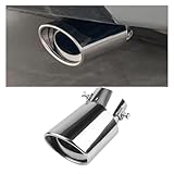 Stainless Steel Car Exhaust Tip, 2.5' Inlet 3.3' Outlet Adjustable Chrome-Plated Finish Exhaust Tailpipe, Car Exhaust Pipe Modification Tail Throat Tail Pipe, Fit for Most Cars (Bending, Silver)