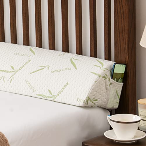Suchdeco Bed Gap Filler Headboard Pillow With Bamboo Pillowcase King Size (76"X8"X6") Bed Wedge Pillow For Headboard Mattress Wedge Pillow Long Curved Triangle Pillow For Gap 0-5.5" #TOP15