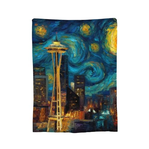 IYOVI Seattle Skyline Flannel Blanket 60