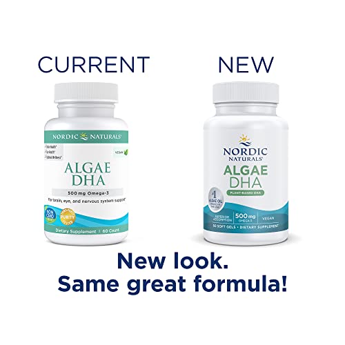 Nordic Naturals Algae Dha - 60 Soft Gels - 500 Mg Omega-3 Dha - Certified Vegan Algae Oil - Plant-Based Dha - Brain, Eye & Nervous System Support - Non-Gmo - 30 Servings #TOP4