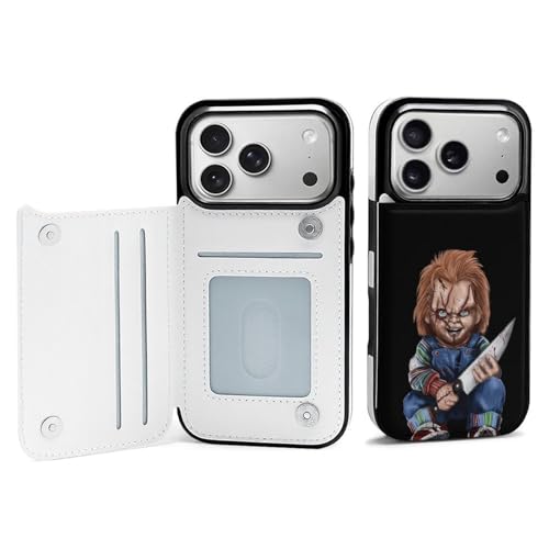 iPhone17Pro用ケース 手帳型 チャッキー チャイルドプレイ ホラー映画 アイフォン17Pro用ケース 手帳型 財布型 背面収納 スマホケース おしゃれ 可愛い カード収納 タンド機能 いPhone17Pro用ケース