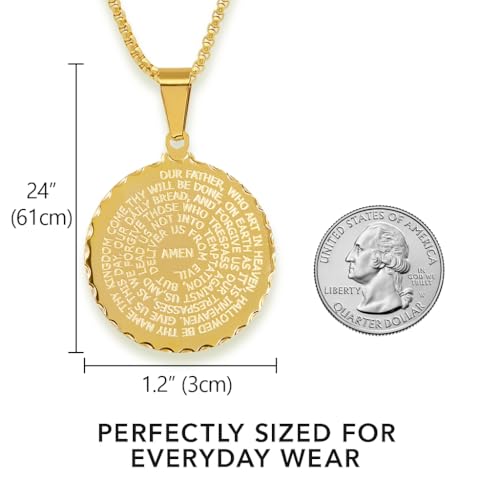 Steeltime Stainless Steel Lords Prayer Necklace with Simulated Diamonds4