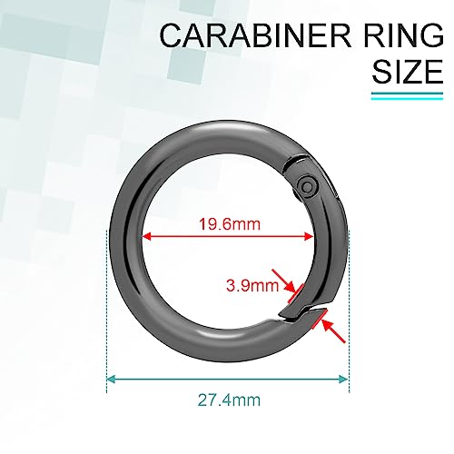 Image of CooBigo 3 /4 Inch Trigger Spring O Rings, Metal Round Carabiner Clip Snap Hook, Keyring Buckles for Replacement Purse Strap, Paracord Lanyard , Keychain Rings Hardware DIY Crafts Making 10Pcs Black