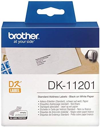 Brother DK-11201 Label Roll, Standard Address Labels, Black on White, 400 Labels, 29 mm (W) x 90.3 mm (L), Brother Genuine Supplies
