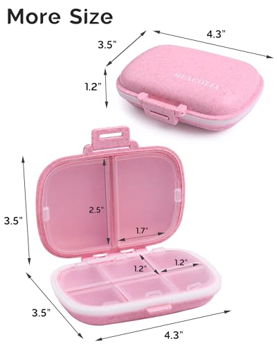 Meacolia Travel Pill Organizer, 1 Pack 8 Compartments Daily Pill Case Small Pill Box For Pocket Purse, Portable Pill Container Medicine Vitamin Organizer  thumb #4